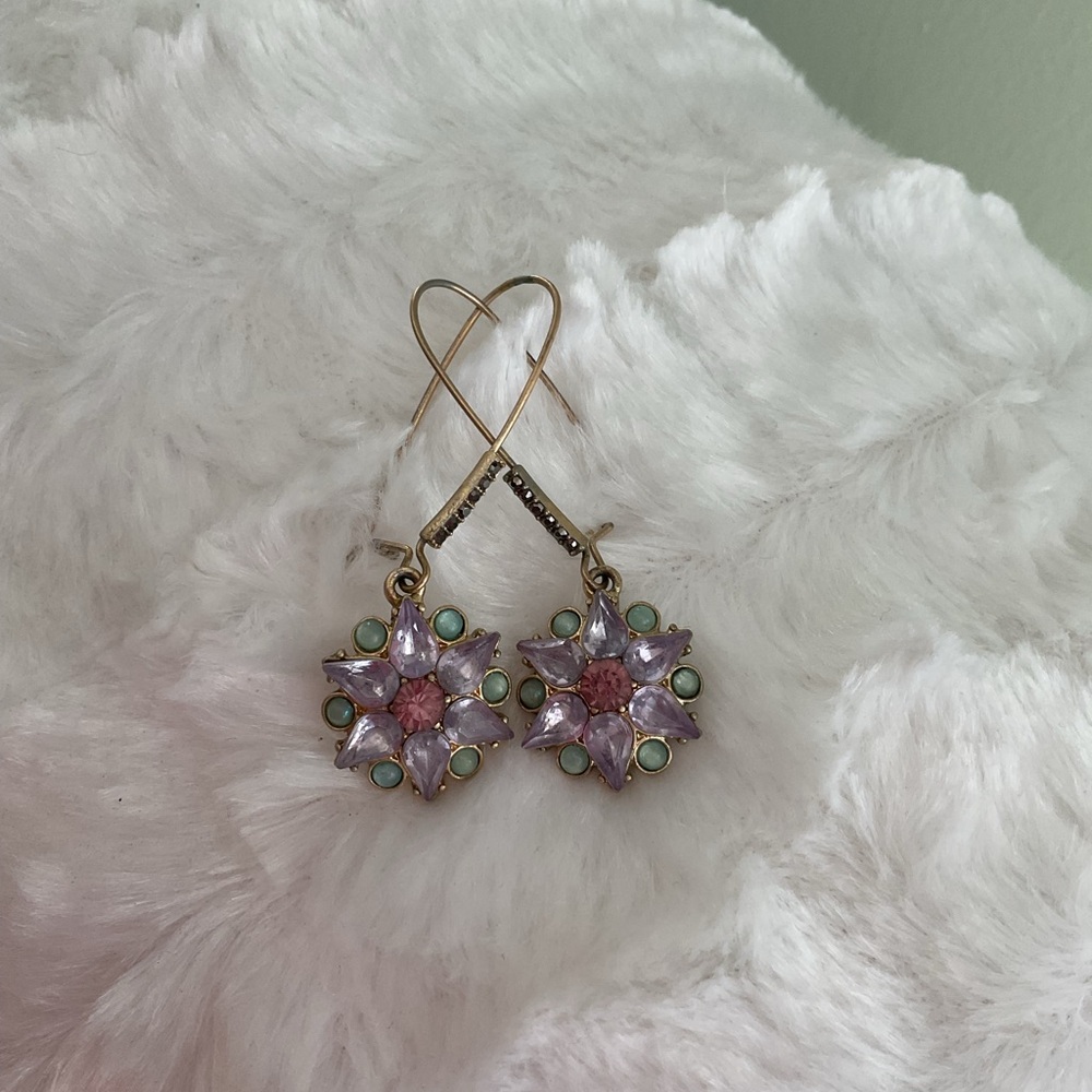 Betsey Johnson Pink and Green Starburst Earrings